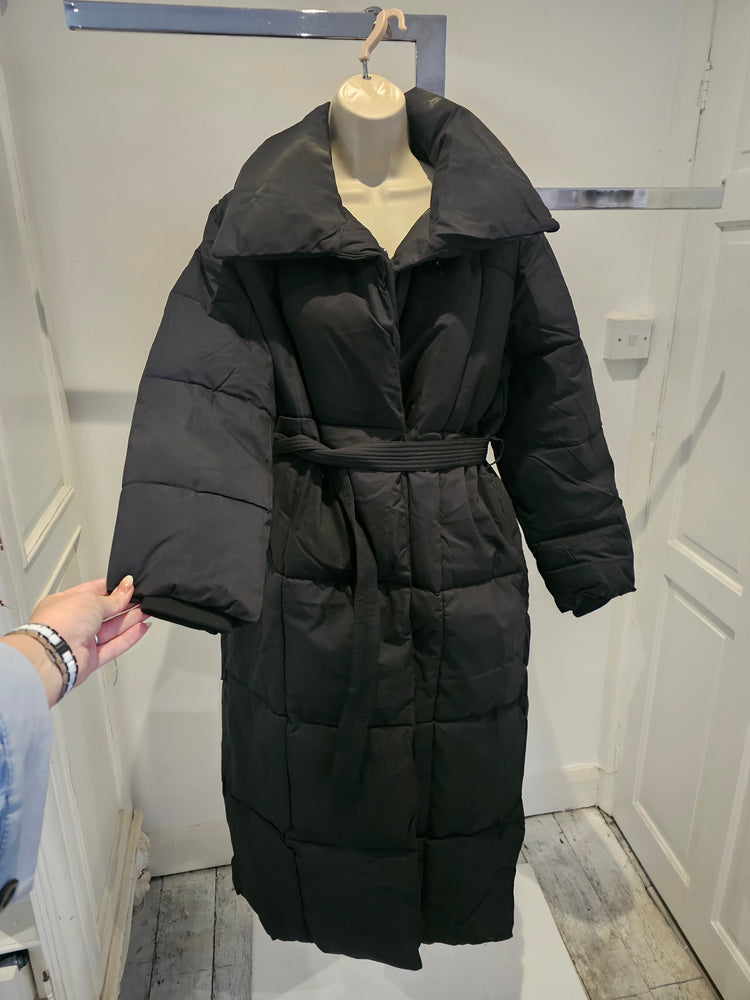 Black Oversized Long Padded Duvet Coat