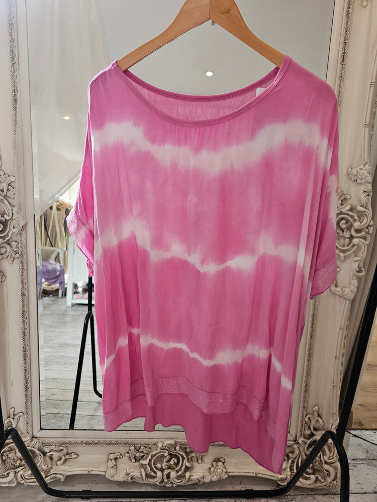 Sequin trim oversized top in pink