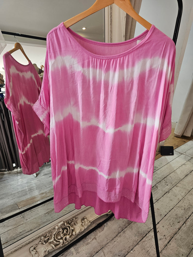 Sequin trim oversized top in pink