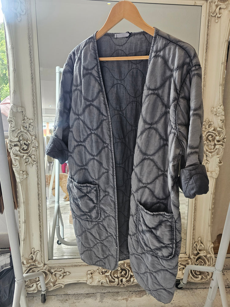 Two pocket quilted jacket in slate grey