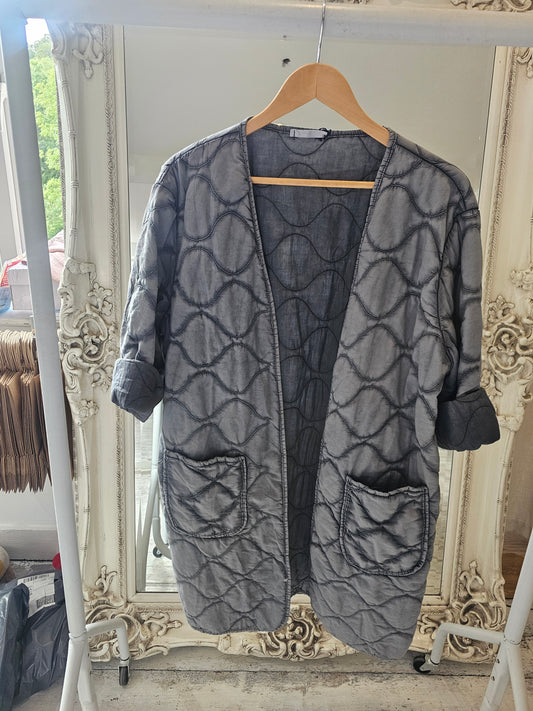 Two pocket quilted jacket in slate grey