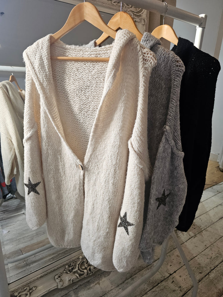 Star detail wool mix cardigan (various colours)