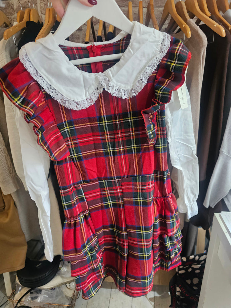 Girls tartan playsuit with long sleeves