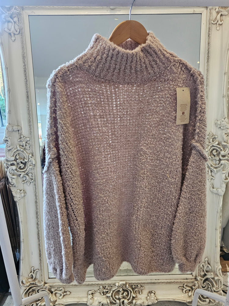 Boucle textured jumper in Mocha