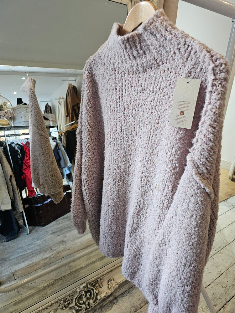 Boucle textured jumper in Mocha