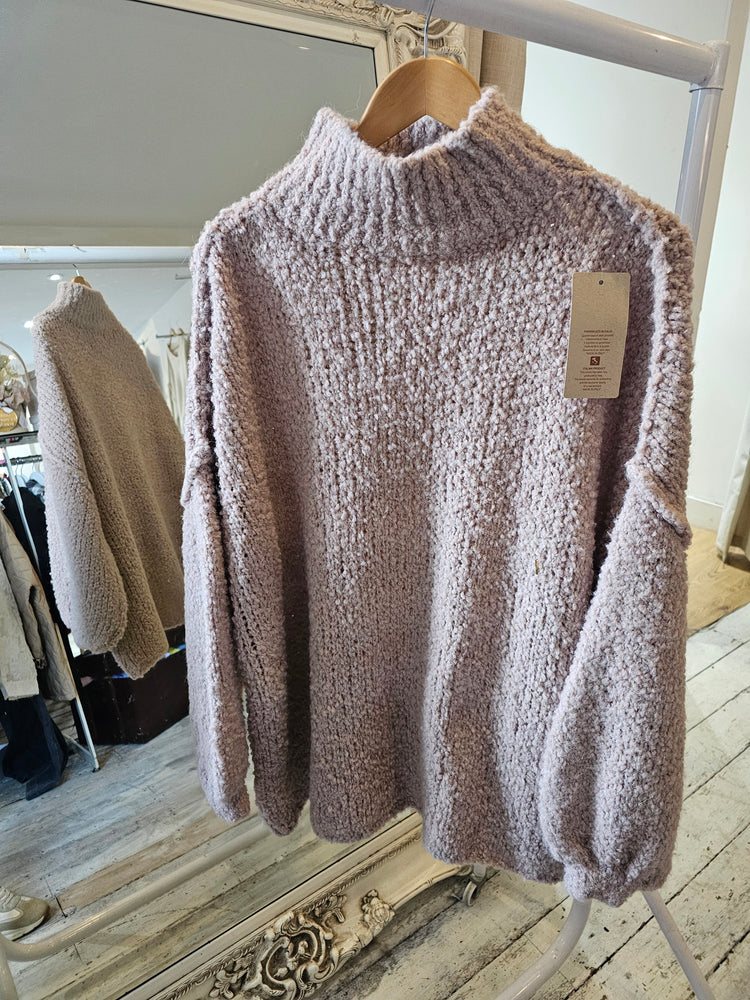 Boucle textured jumper in Mocha