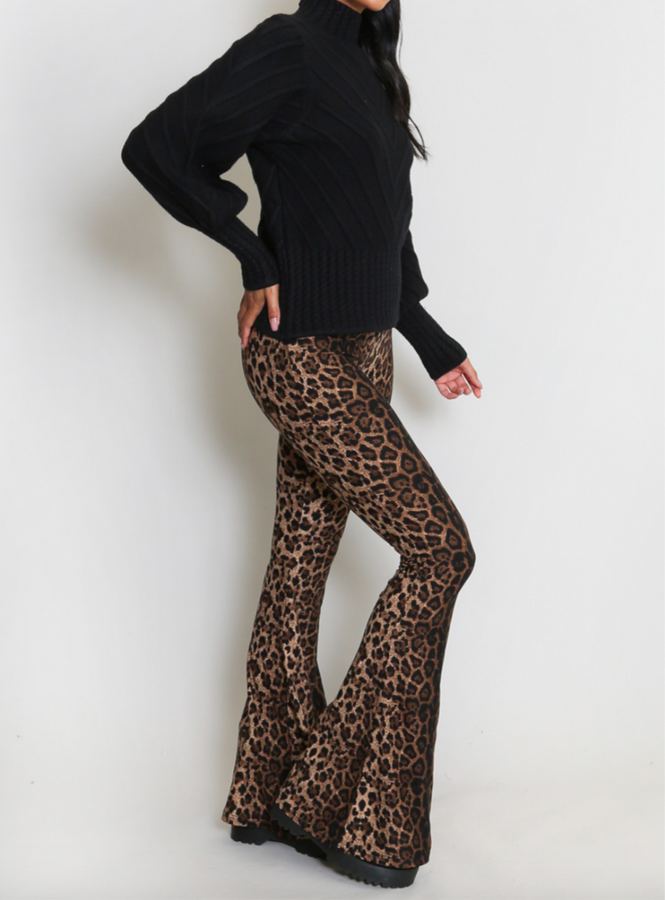 Leopard Bell Bottom Legging