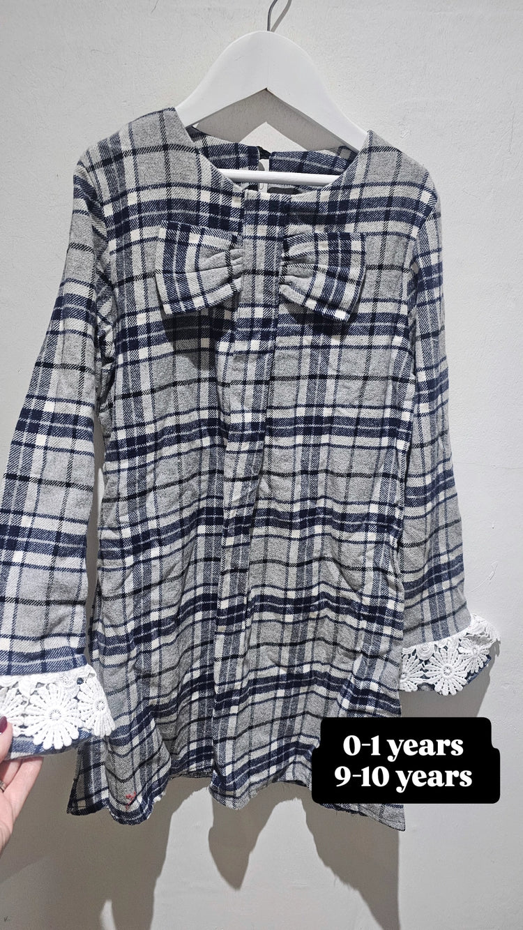 Girls grey tartan dress