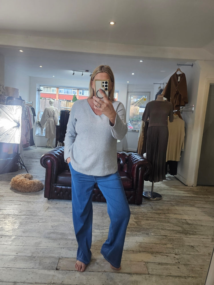 Sofia denim wide leg jogger