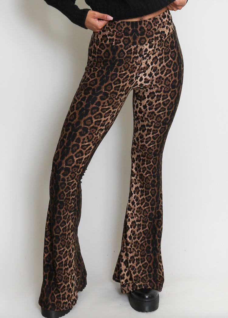 Leopard Bell Bottom Legging