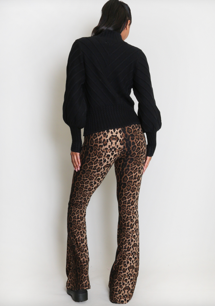 Leopard Bell Bottom Legging