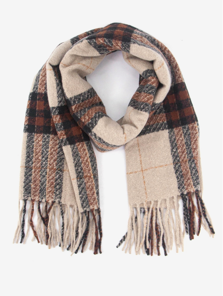 Alba Heavyweight Scarf - Camel, Traditional Check