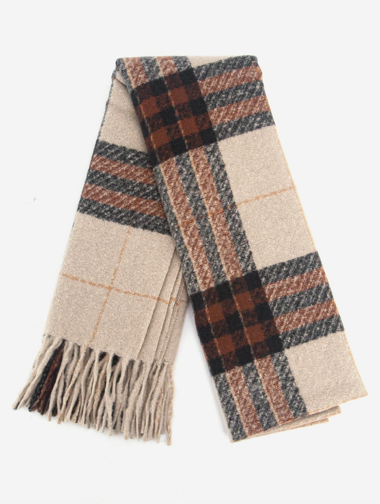 Alba Heavyweight Scarf - Camel, Traditional Check