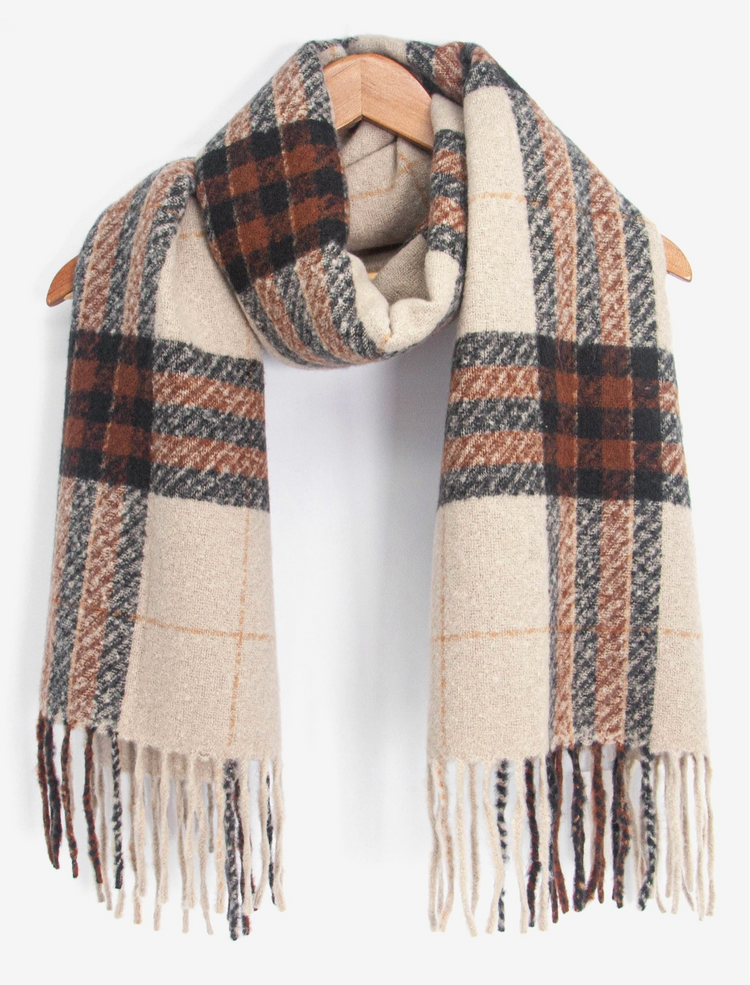 Alba Heavyweight Scarf - Camel, Traditional Check