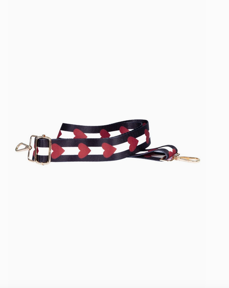 Black Red Stripe and Love Heart Strap