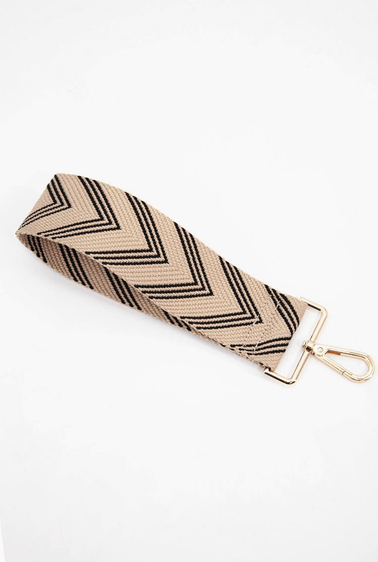 Two Tone Chevron Print Woven Wrist Strap in Black