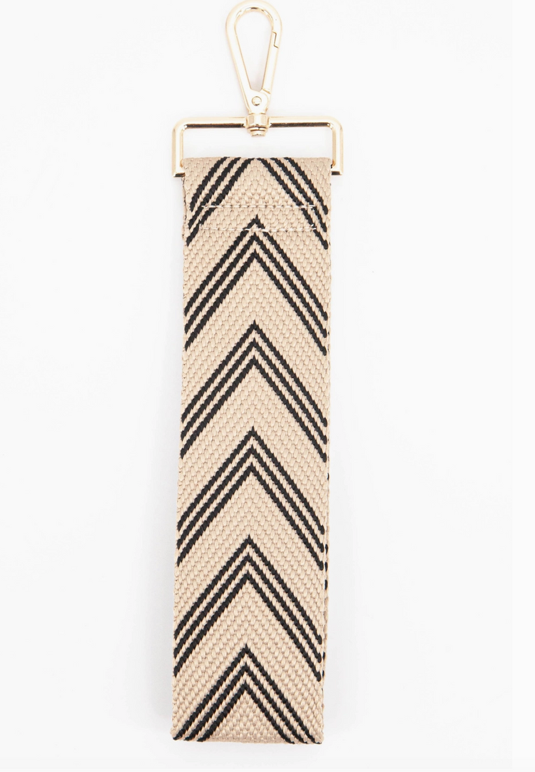 Two Tone Chevron Print Woven Wrist Strap in Black