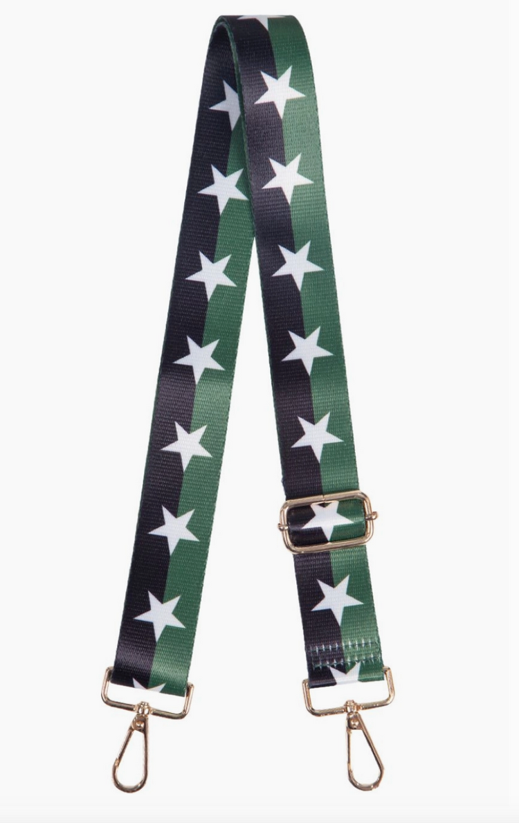 Khaki Black Colourblock Bag Strap with Star Print