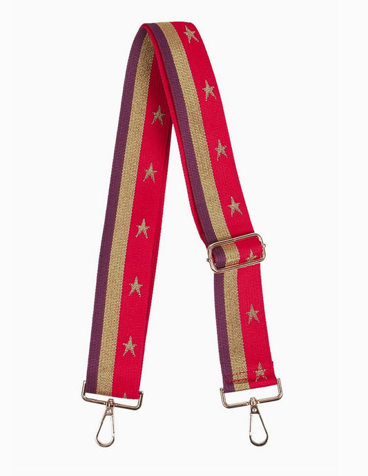 Red Gold Stars and Stripe Wide Bag Strap