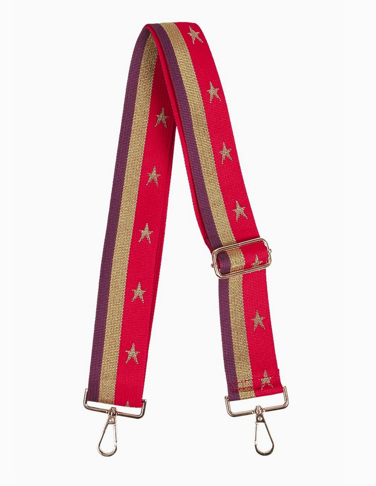 Red Gold Stars and Stripe Wide Bag Strap