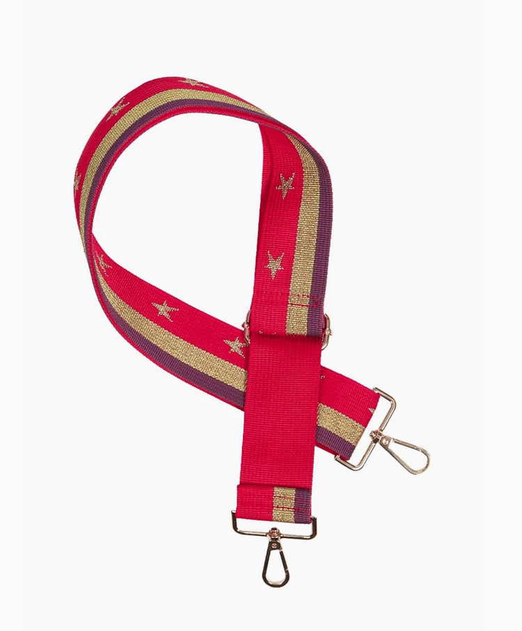 Red Gold Stars and Stripe Wide Bag Strap